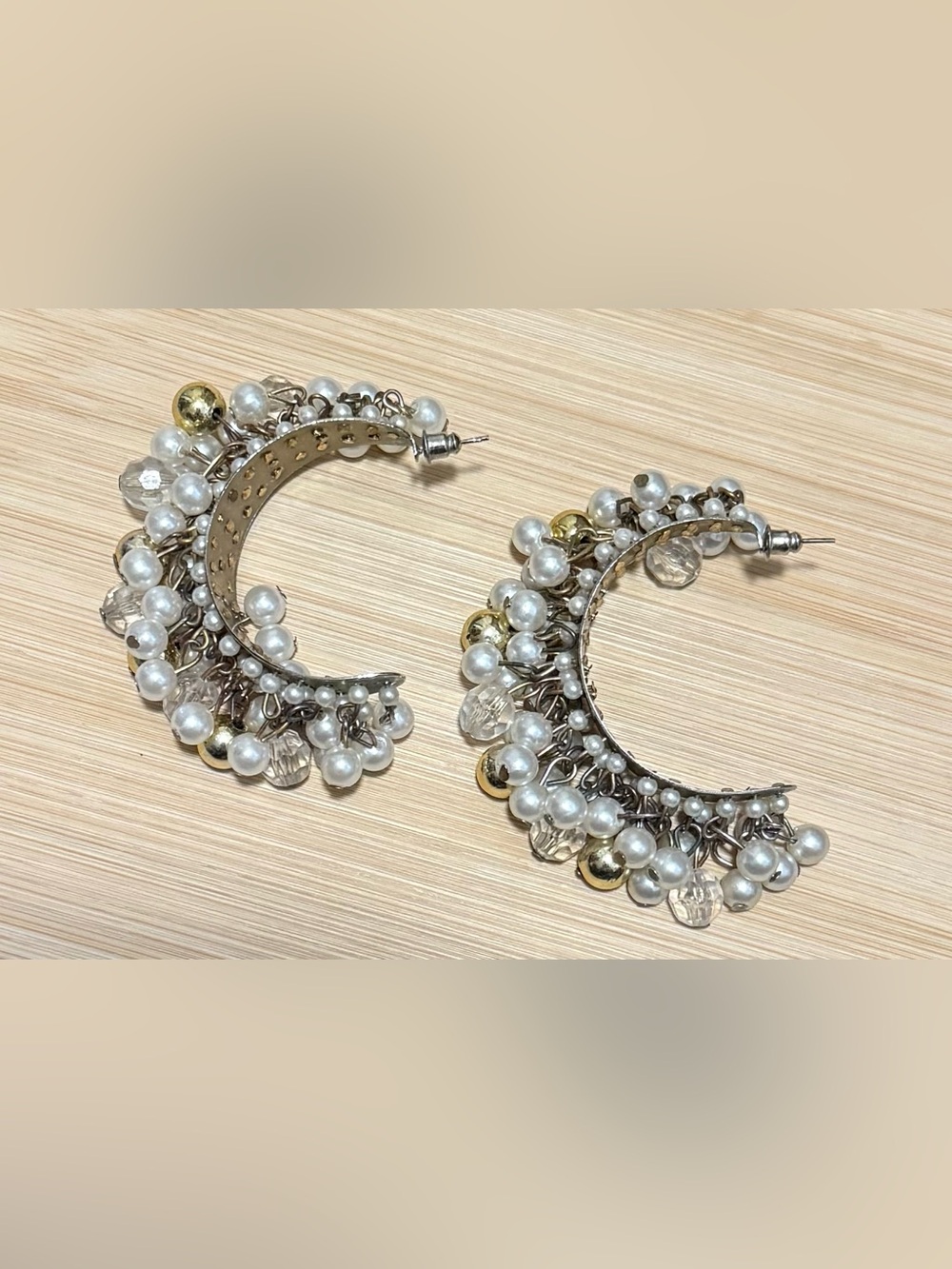 Pearl & Crystal Beaded Hoop Earrings